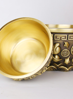 实心纯铜聚宝盆摆件招财铜盆铜碗聚宝盆家居饰品店铺办公开业礼品