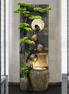 循环流水摆件落地假山喷泉加湿水景客厅店铺门口办公室内装饰景观