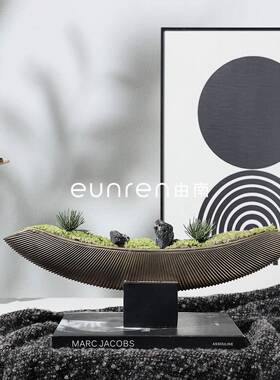 中式艺仿真绿植板房家新花居售楼处样永生青苔盆栽桌面YOD玄关柜