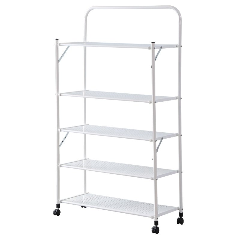 折叠置物架白色三四五六层微波炉架厨房阳台免安装移动储物收纳架,淘宝优惠券,粉丝福利购,淘宝优惠卷