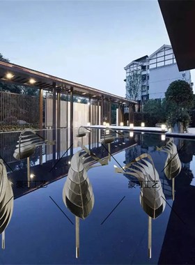 户外不锈钢仿真小鱼摆件水池喷泉立体雕塑售楼处草坪园林景观摆设