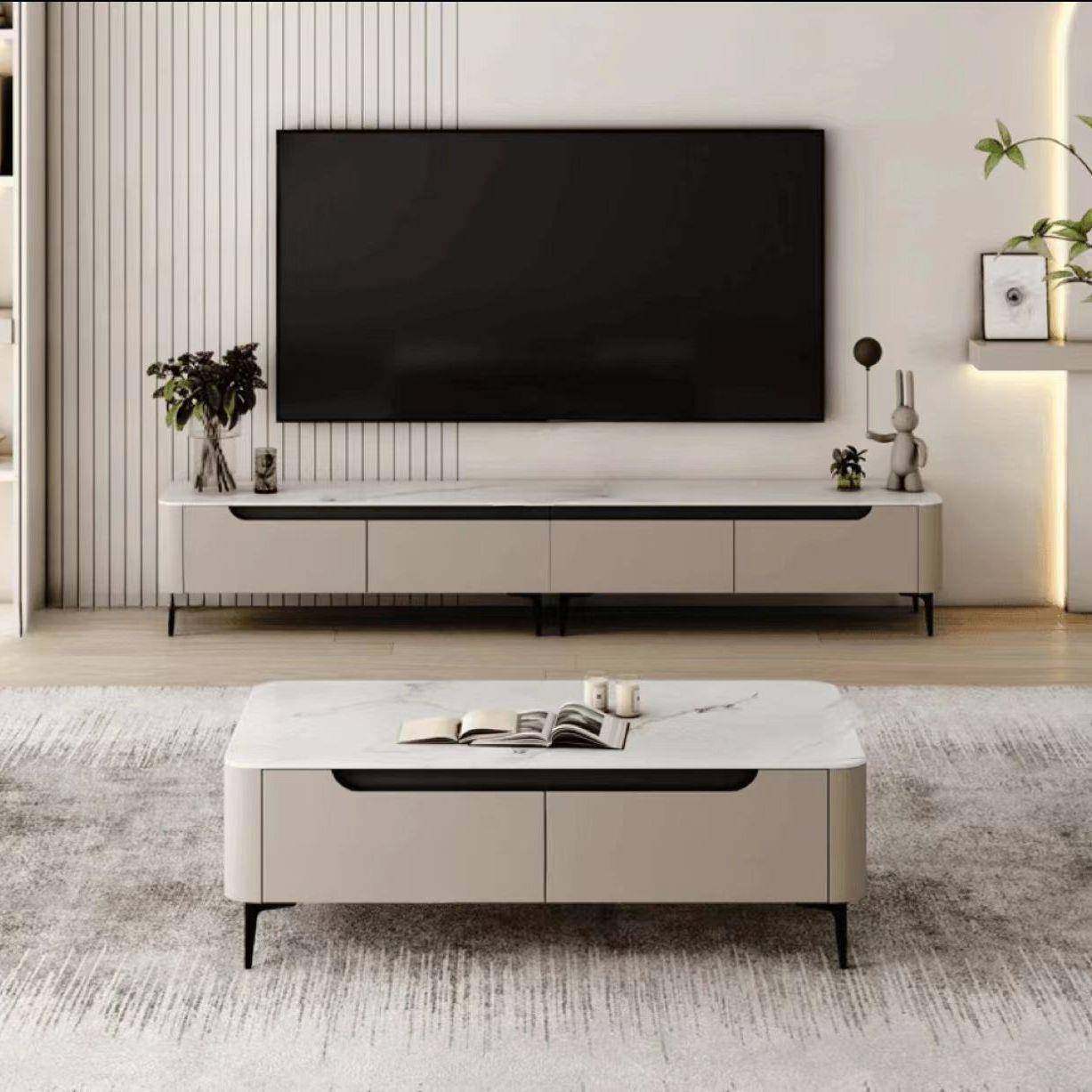 地全实意式轻奢岩板电视柜茶几组合客厅小LKHJARY1户型现代网红木,淘宝优惠券,粉丝福利购,淘宝优惠卷