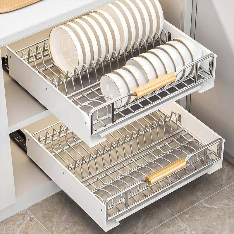 不锈钢碗碟收纳架厨橱柜抽内置UZA抽物架屉式拉房篮拉碗盘子沥水,淘宝优惠券,粉丝福利购,淘宝优惠卷