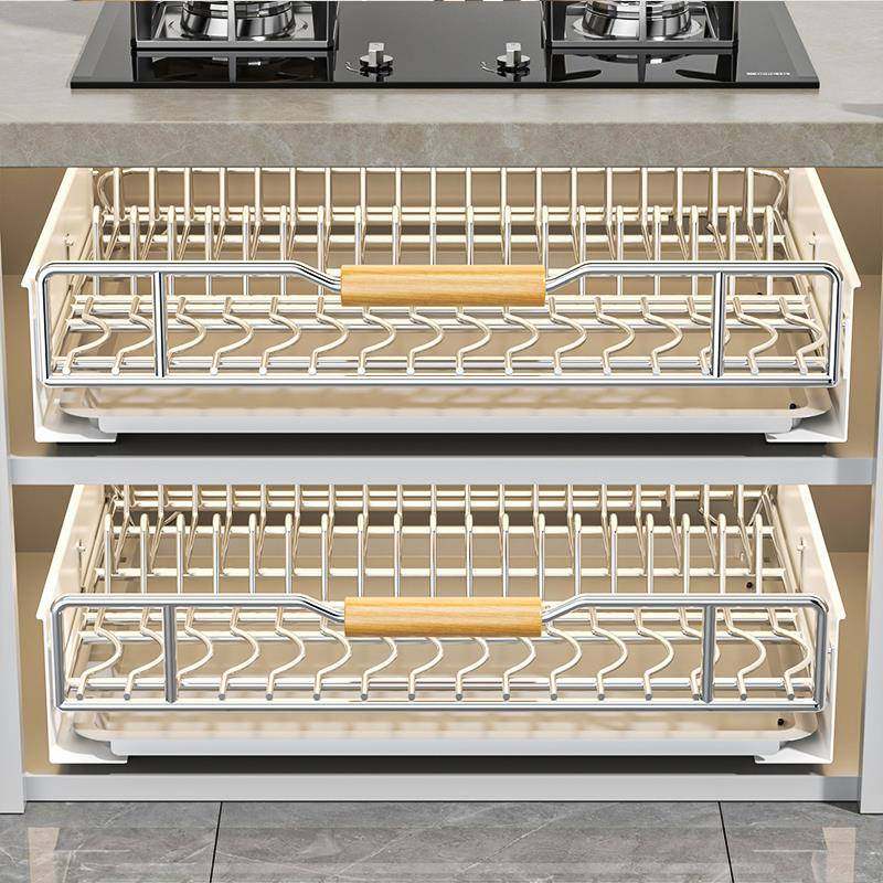 不锈钢碗碟收纳架厨橱柜抽内置UZA抽物架屉式拉房篮拉碗盘子沥水,淘宝优惠券,粉丝福利购,淘宝优惠卷