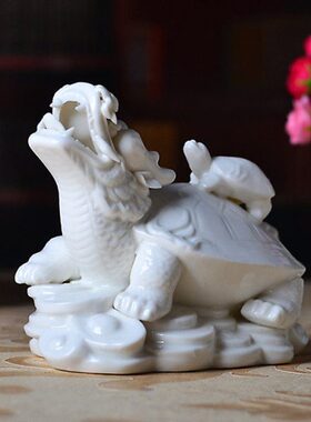 陶瓷龙龟摆设工艺品母子龙头龟现代中式居家酒柜摆件办公室装饰品