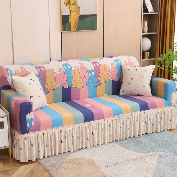 【AB版双拼】裙边沙发套全包全盖沙发罩弹力罩布艺沙发巾通用,淘宝优惠券,粉丝福利购,淘宝优惠卷