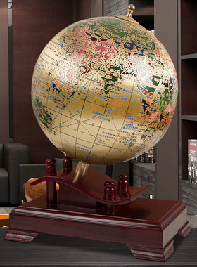 纯铜地球仪实木摆件开业q礼品公司办公室客厅装饰品工艺品乔迁礼