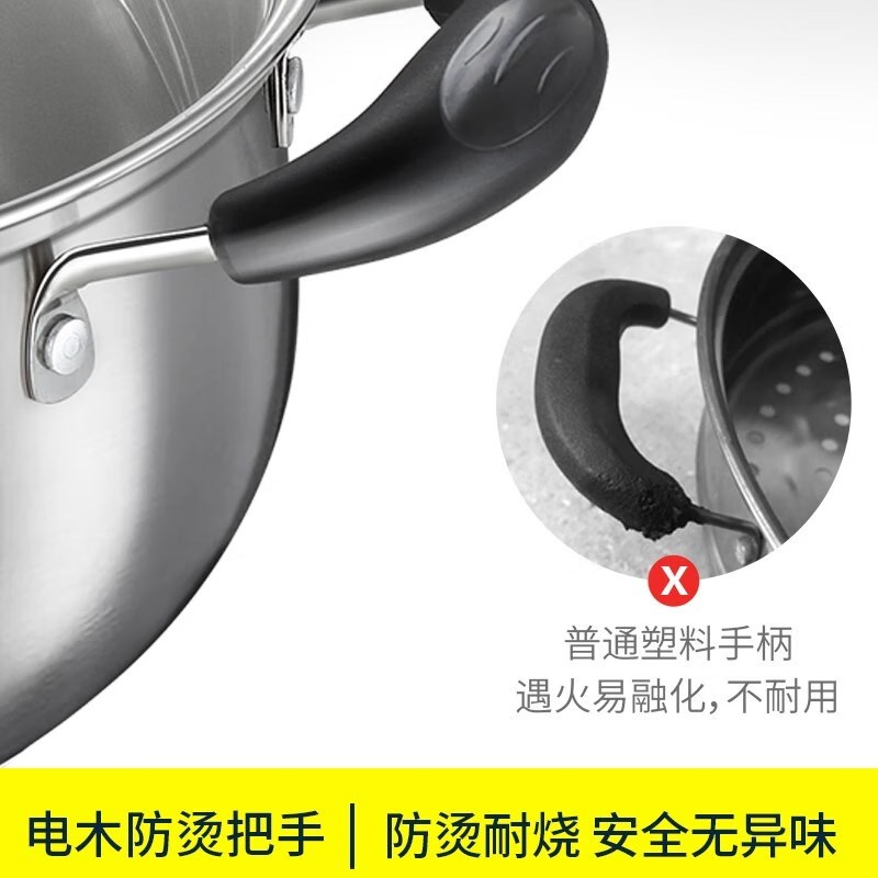 包邮国风加厚不锈钢汤锅蒸t锅煲汤锅家用不粘锅奶锅燃气电磁炉通 - 图2