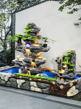 大型假山流水喷泉k摆件别墅庭院鱼池户外花园阳台角落鱼缸装饰造