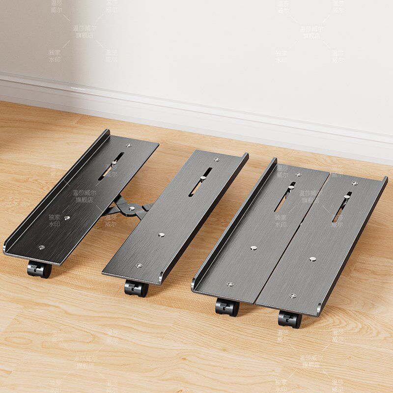 Desktop computer under desk host bracket stainless steel movable pulley storage rack chassis cabinet base tray bracket