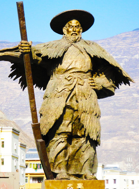 大禹像古代人物雕塑玻璃钢铸铜雕像定制大型广场公园户外园林景观