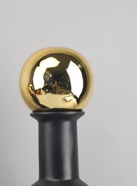 北欧约哑光黑花1197瓶金盖属球摆件房客厅卧室玄关酒店书家简居装