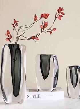 饰现轻奢花BJ17A瓶摆灰绿色件透明玻璃代插花器样板房客厅家居装