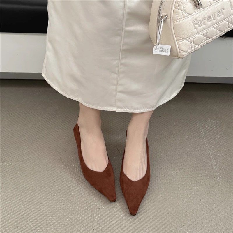 2025春季新款尖头细跟中跟高跟鞋女法式低跟猫跟瓢鞋浅口单鞋女,淘宝优惠券,粉丝福利购,淘宝优惠卷