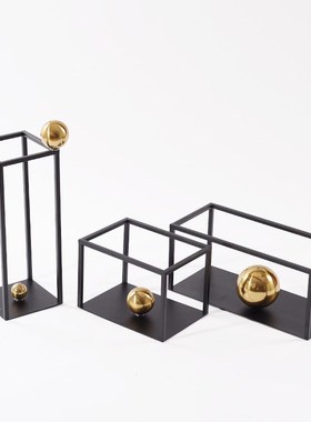 简约现代轻奢创意几何金属摆件样板E房售楼处酒店书房客厅桌面摆