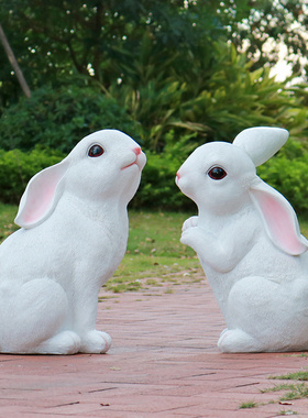 玻璃钢彷真兔子雕塑户外园林景观小品H花园公园草坪装Z饰品动物摆