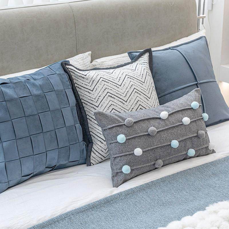 蓝色系儿童房样板间床旗抱枕组合现代简约酒店民宿床尾巾床品搭毯,淘宝优惠券,粉丝福利购,淘宝优惠卷