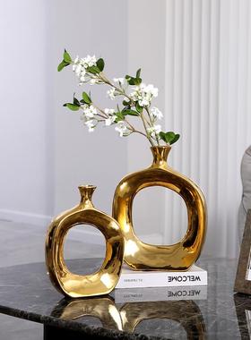 北欧现代a简约镂空轻奢花瓶摆件客厅酒柜玄关电视柜桌面家居装饰