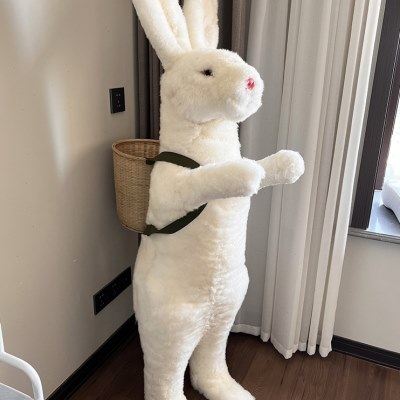 动物落地摆件真羊毛皮毛一体家居装饰收纳生日乔迁礼物大兔子玩偶,淘宝优惠券,粉丝福利购,淘宝优惠卷