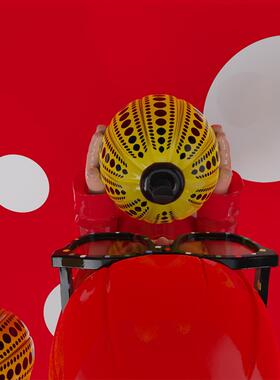 潮流主理人 草间弥生波点南瓜潮流艺术摆件装饰雕塑人像公仔 礼物