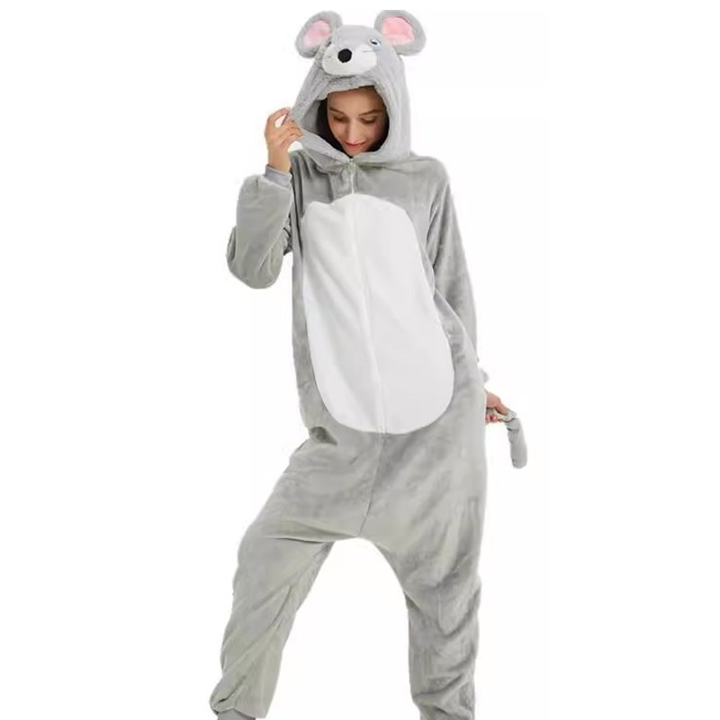 小老鼠表演服 生肖卡通小老鼠法兰绒连体秋冬情侣表演服舞台服装 - 图3