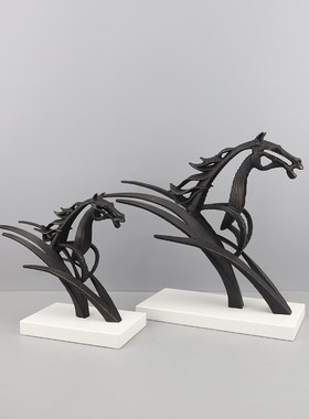 新中式雕塑马到成功摆件样板间售楼部办公室家居客厅酒柜桌面软装