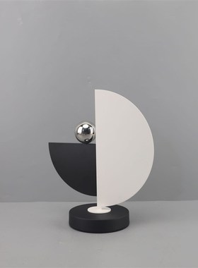 北欧简约金属黑白几何摆件创v意样板房书房客厅家居玄关工艺品摆