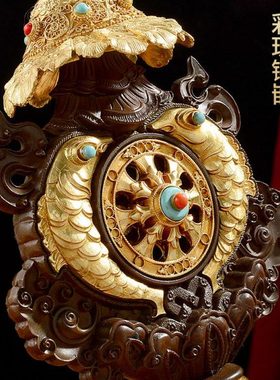藏村家用八吉祥宝轮组合摆件全铜吉祥八宝室内桌面宝轮客厅用品