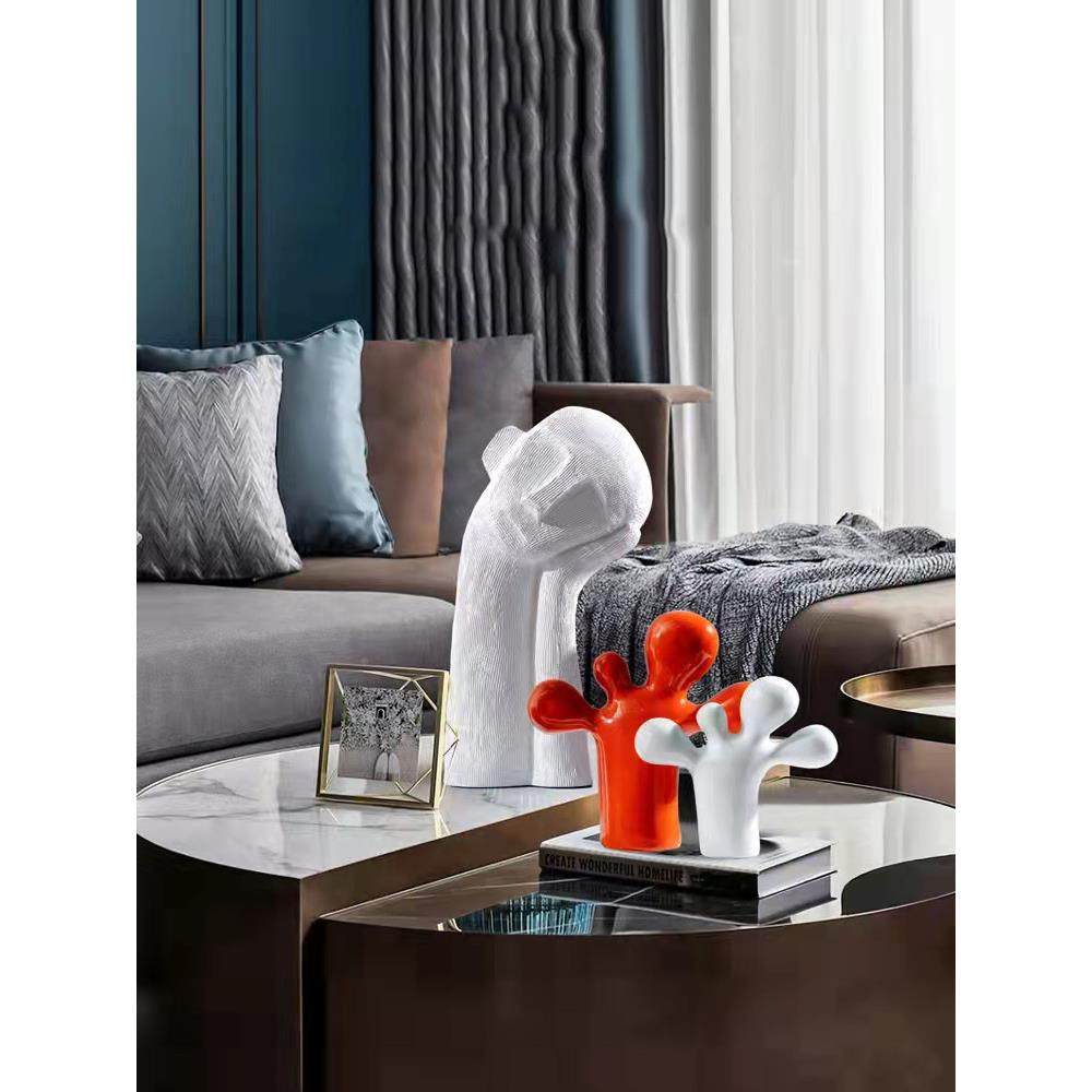 现代简白色沉思男橙隔色脚501284丫摆件样板间客厅茶几酒孩柜断约,淘宝优惠券,粉丝福利购,淘宝优惠卷