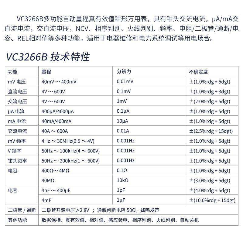 伊万厂家VC3266B验电相序火线判别小电流真有效值钳形万用表,淘宝优惠券,粉丝福利购,淘宝优惠卷