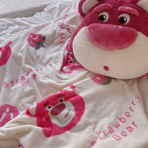 ins风草莓熊抱枕毯子靠背男生款办公室睡觉女生沙发毛绒玩具礼物 - 图0