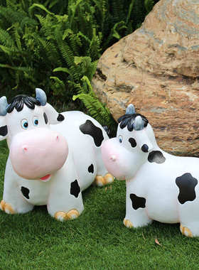 花园装饰 庭院户外幼儿园艺动物摆件树脂工艺品卡通奶牛Z雕塑 摆