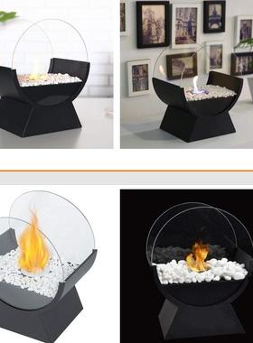 暖简约厂家直销圆弧酒精壁炉炉火便携式盆火取桌面家EOI居火坑