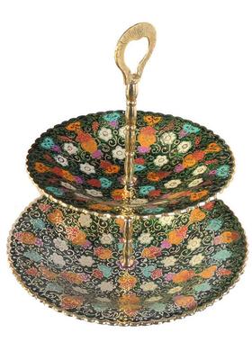 三层双层酒水果盘吧印度进口工艺OBR品店台铜摆件家居客厅装饰品