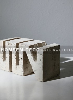 样板间博b古架抽象几何字母摆件售楼处客厅电视柜办公室软装工艺