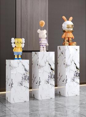 工艺品摆件台花架客展厅玄关酒店会所岩板装饰立柱大理石雕塑底座