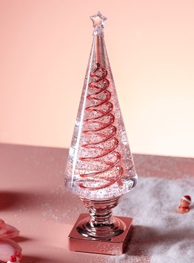 旋转圣诞树礼物i家用玄关装饰水灯音乐盒摆件八音盒桌面客厅摆饰