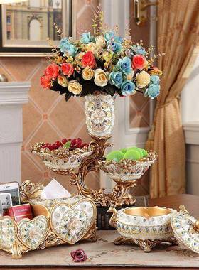 欧式果盘三件套高档干通用款客用厅茶几家居饰装摆件家水果盘果盘