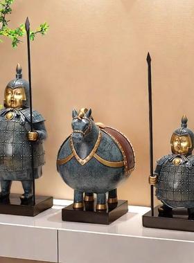 创品意兵马俑摆件装饰桌品办公室电创视柜酒柜面文GDSF纪念艺术工