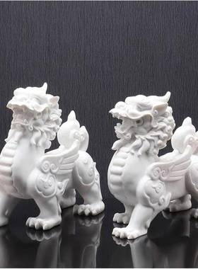 代BJ1115装中式麒麟摆件公别墅现样版房展厅书柜古典狮子办室家居