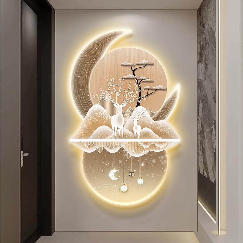 入户关装现饰画代轻奢高档福禄相随走廊客挂画正对xw0222-W门厅玄