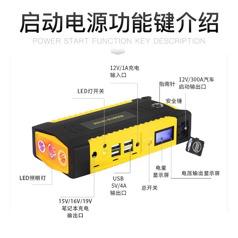 汽车应急启动电源车载启动宝柴汽双启搭电宝 户外移动大容量电源 - 图0