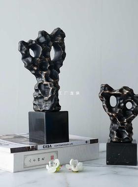 促新式雕塑件书柜抽中象摆别墅太湖石玄关装饰电视品柜假F87T88HT