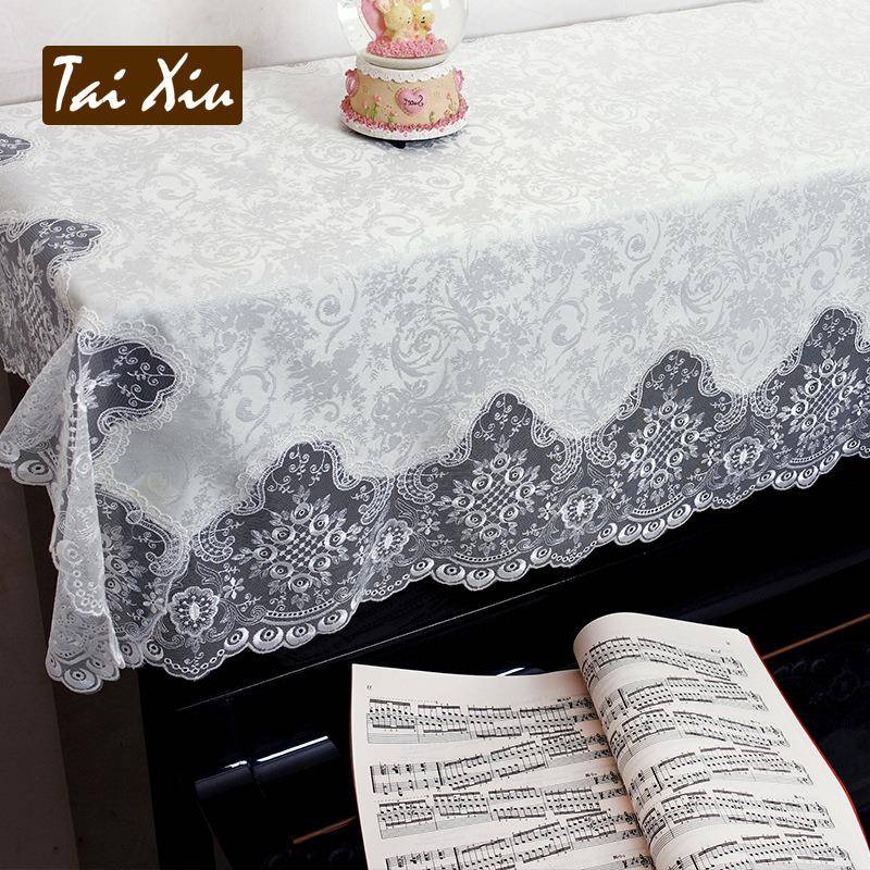 厂家直供白丝色蕾钢琴罩全型罩绣花欧T81089T式半罩通用盖家用防 - 图0