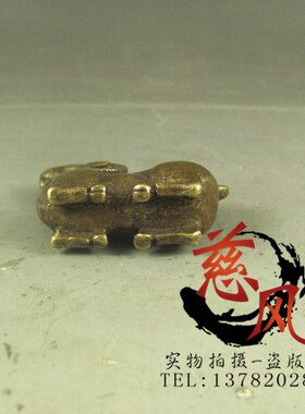 复古纯铜手把件 山羊摆件书桌茶宠把玩