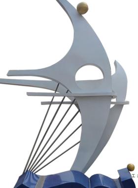 大型不锈钢雕塑定圆制户外园林景月亮F96H5TH8鹿空球小鱼环观雕塑