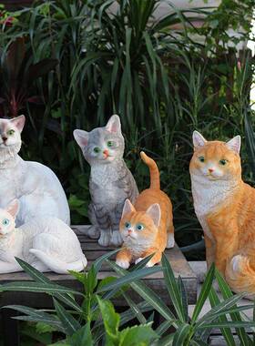 1833-184动树花脂工艺品可小猫橘猫玩具模型物庭院园装饰仿真猫咪