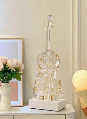 创意轻奢艺术高级小提琴客厅落地玄关家居装饰品摆件