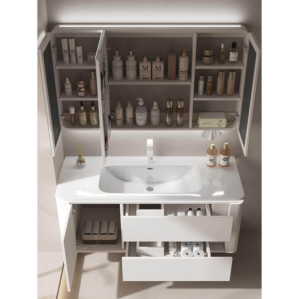 轻奢简实木组智能合侧边柜浴室约柜卫生间陶瓷一体白盆洗911手洗,淘宝优惠券,粉丝福利购,淘宝优惠卷