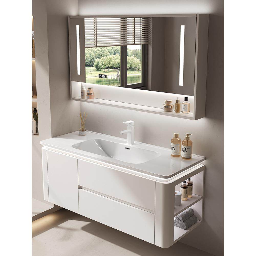 轻奢简实木组智能合侧边柜浴室约柜卫生间陶瓷一体白盆洗911手洗,淘宝优惠券,粉丝福利购,淘宝优惠卷